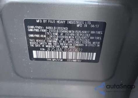 2014 Subaru Forester 2.5I from USA, damaged, VIN JF2SJAAC7EG439622
